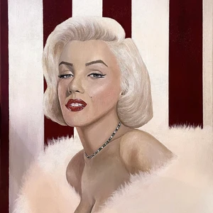 Canvas akryl tavla målning - Marilyn monroe tavla, målad med akryl färger på canvas, 55x65cm. Glänsigt lack på hela tavlan med glitter! 