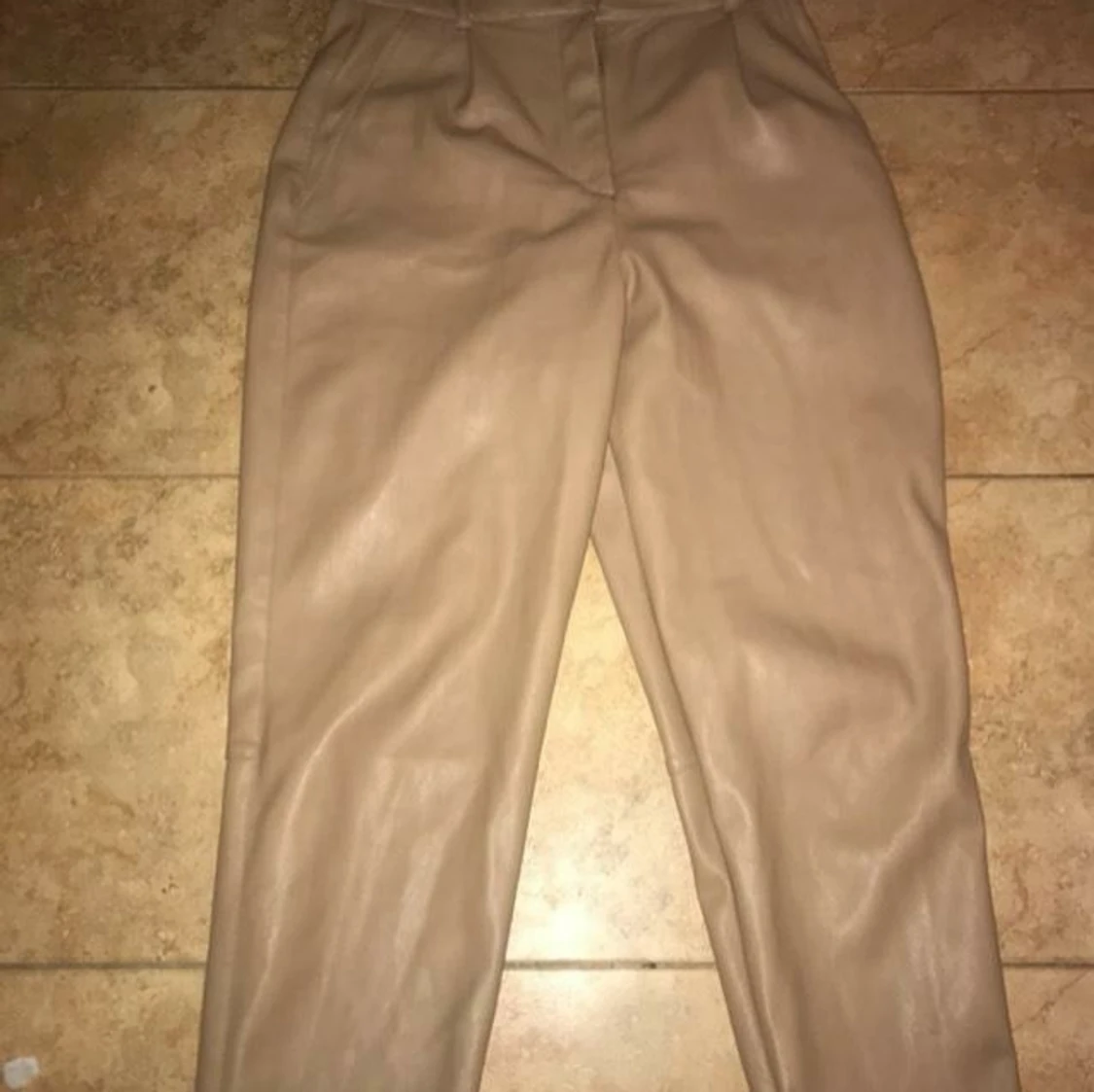Läder bruna byxa, 40 storlek