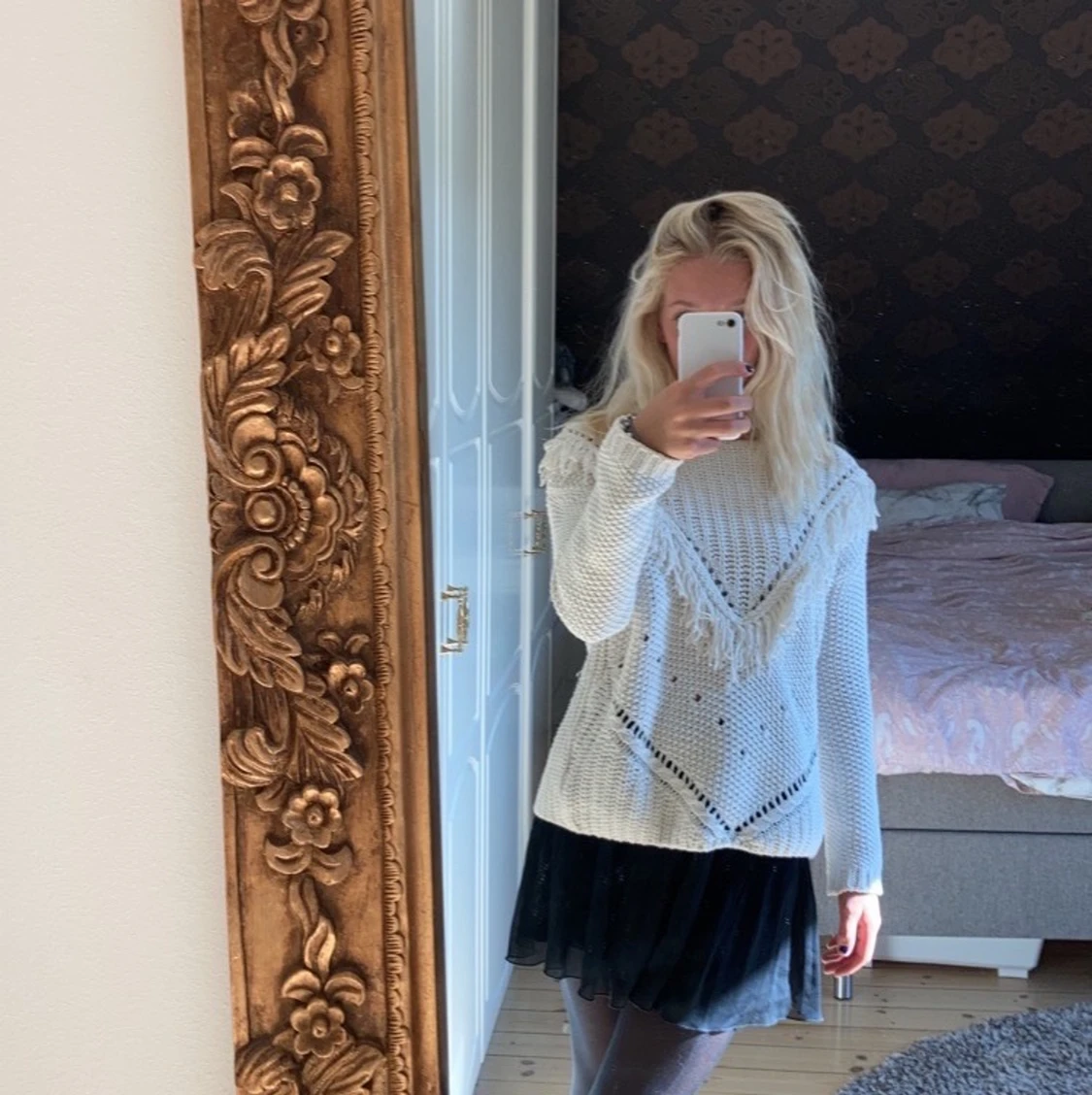 vit stickad tröja från hm