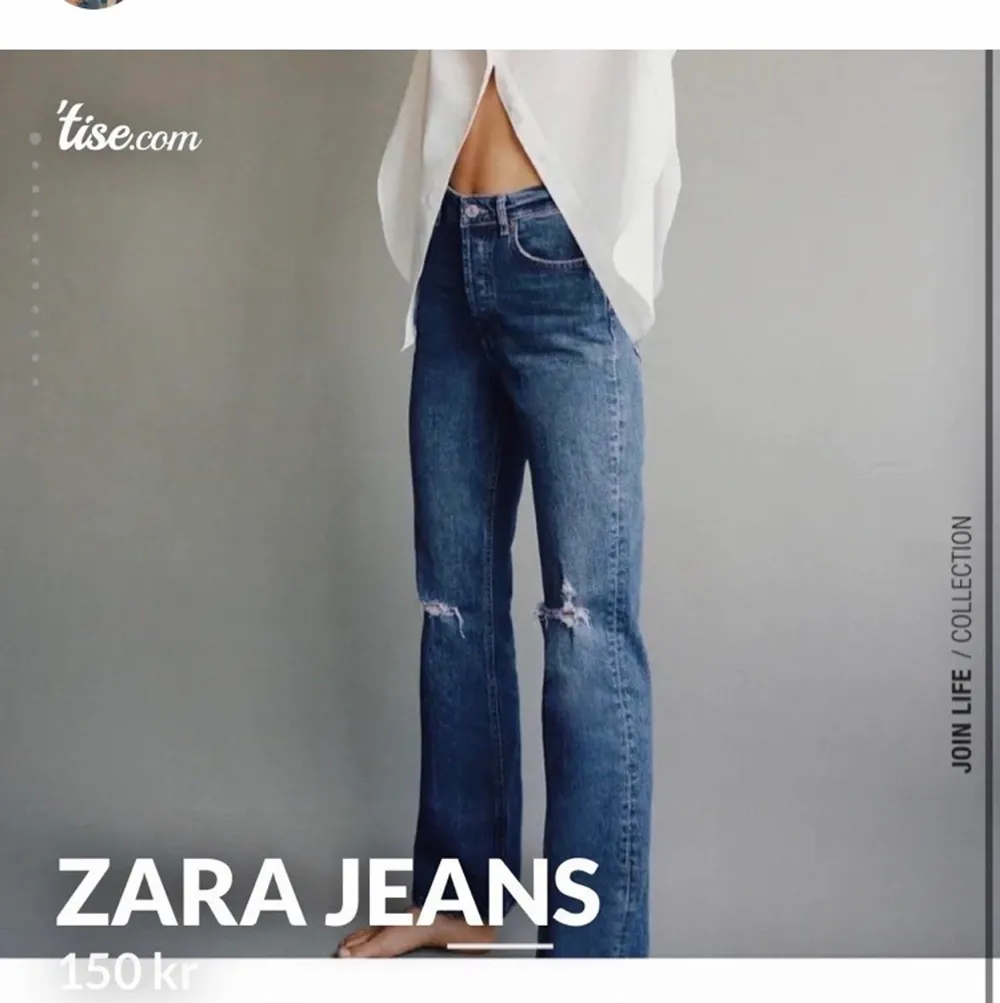 Fina jeans ifrån zara i storlek 36💕fint skick! Köparen står för frakten❤️. Jeans & Byxor.