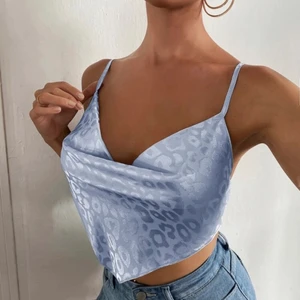 blått leopard linne - fint leopard mönstrat linne