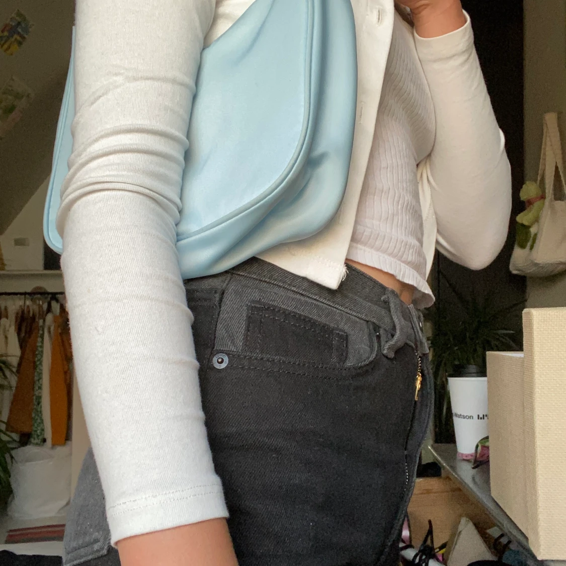 Ljusblå baguette bag  - 90