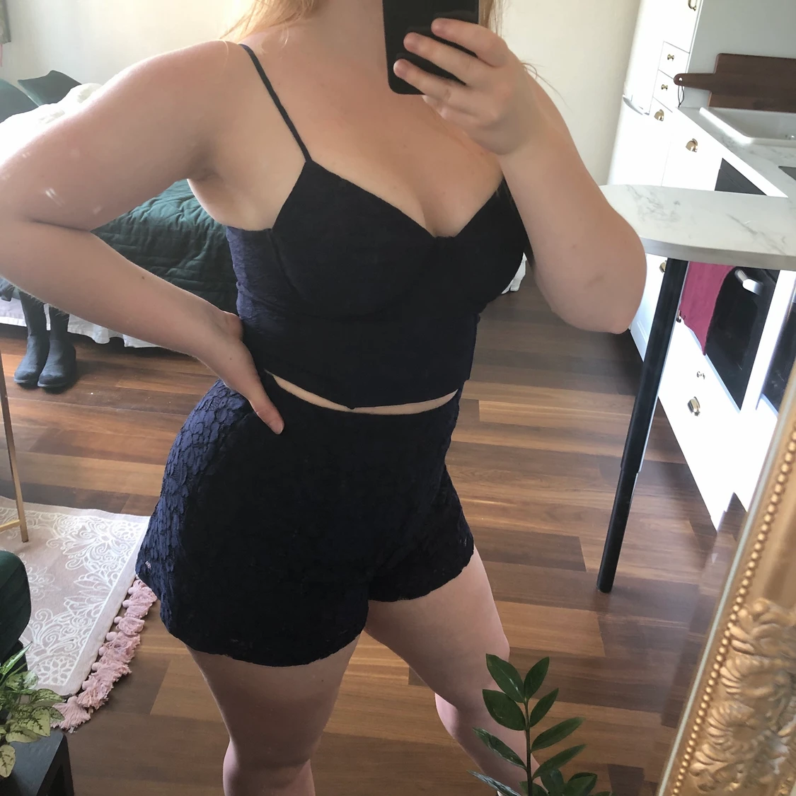 Mörkblå Korsett - 90