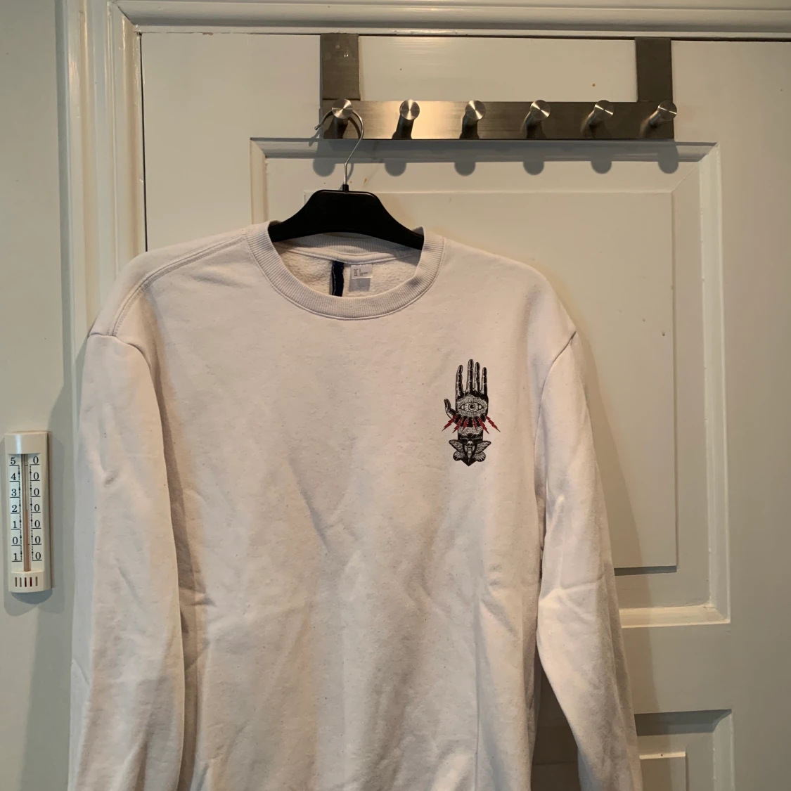 Vit sweatshirt med tryck  - 90