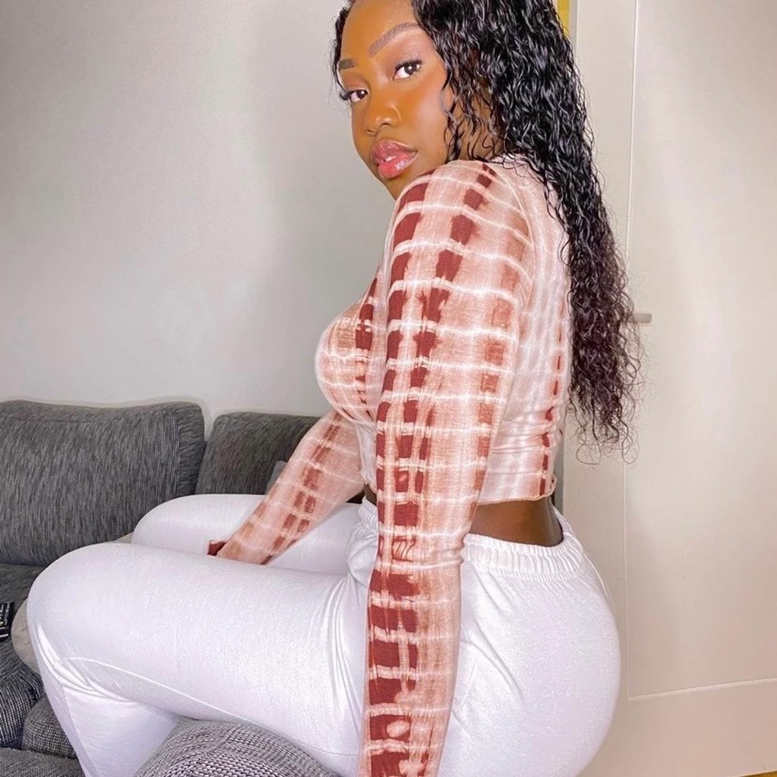 Mönstrad croppad top