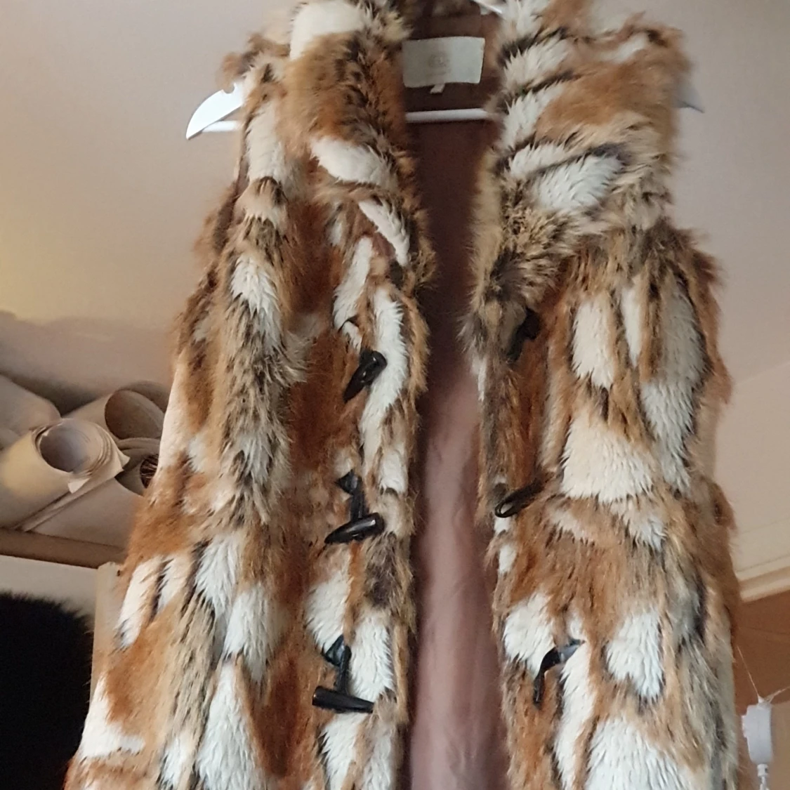 Åkta faux fur väst jacka 