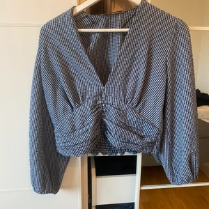 Rutig blus  - En jättefin blåvit rutig blus från Zara. Ärmarna går inte till händerna utan stannar en bit nedanför armbågen/strax ovanför handleden. 