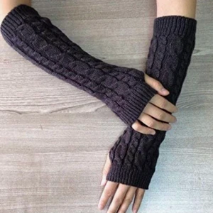 Svarta stickade torgvantar  - 30cm långa 