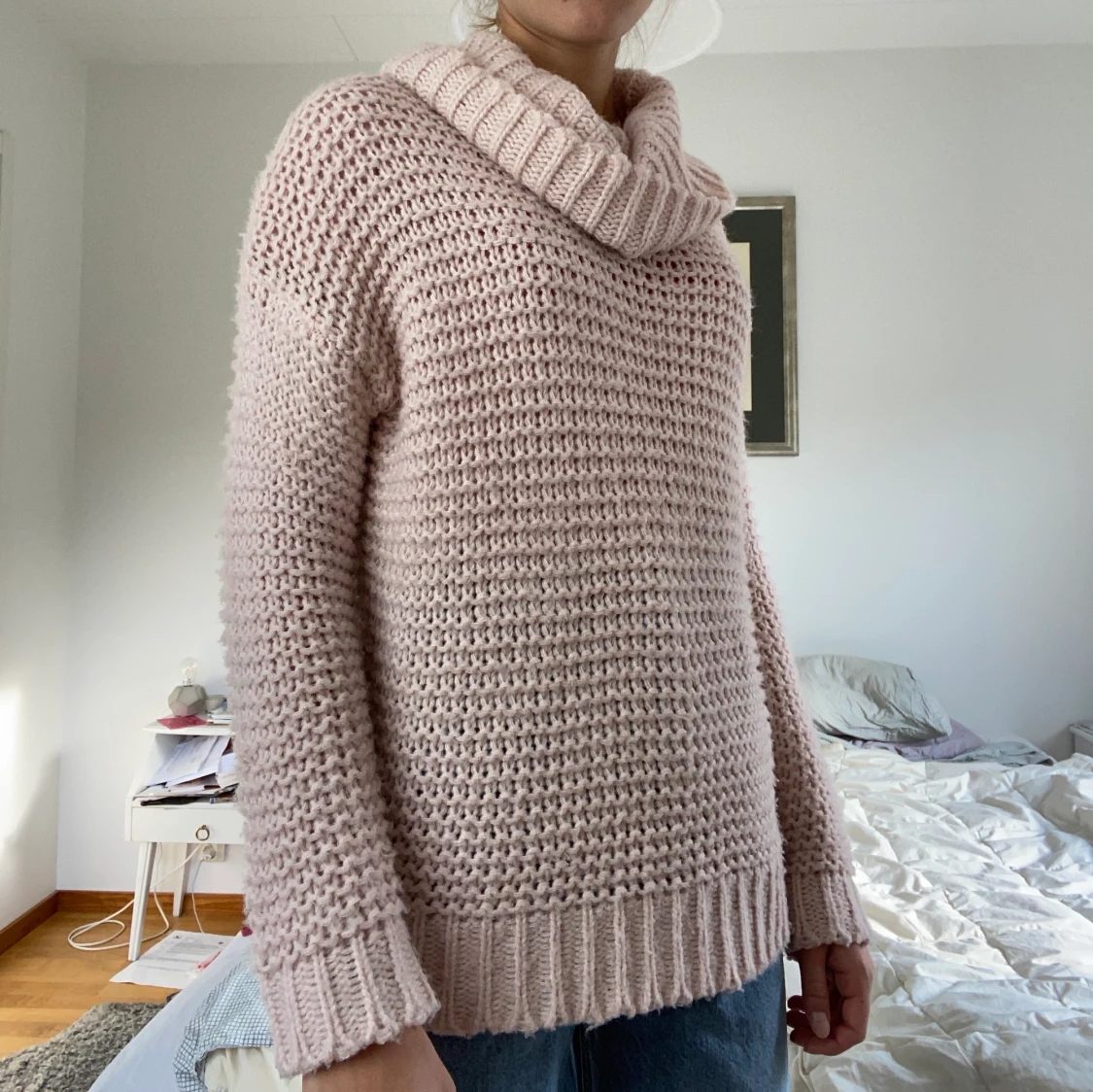 Ljusrosa stickad tröja - 90