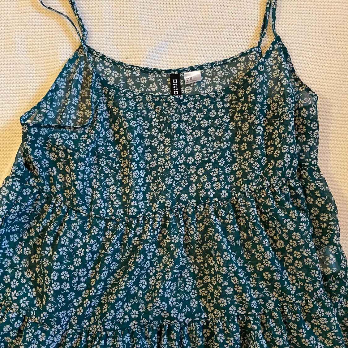 Grönt blommigt sommar linne - 90