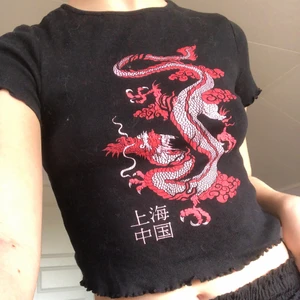  tröja - från new look strl s. bra skick. stretchig. riktigt snygg detalj med tröjans tryck enligt mig ✨⚡️🐲🐉