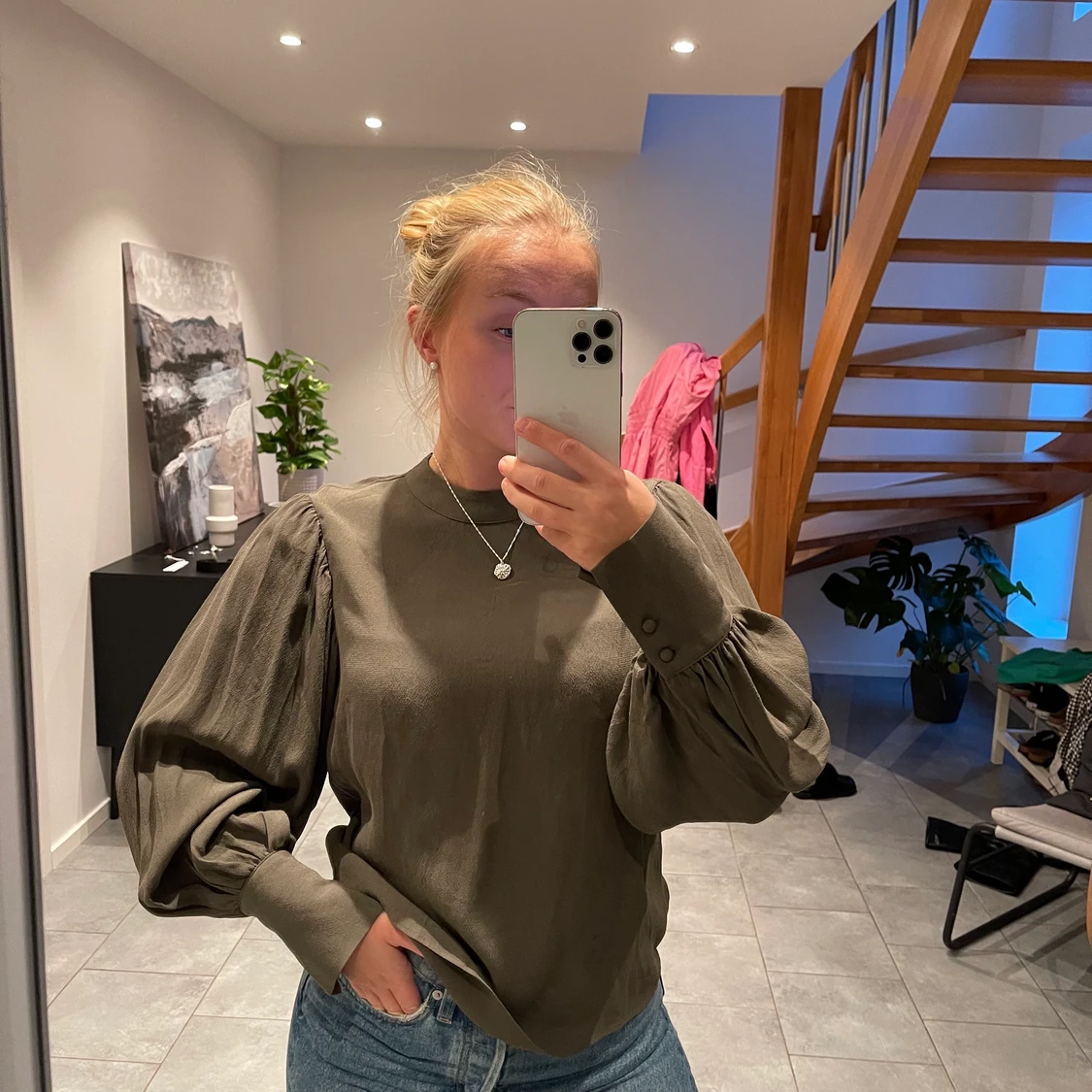 Moss grön blus - 90