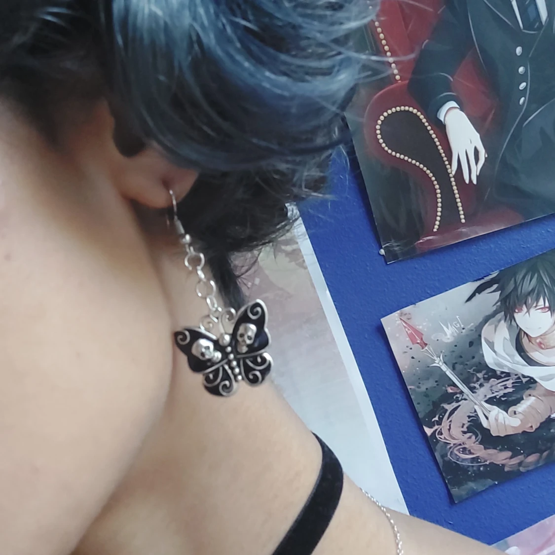 Butterfly skeleton Earrings + choker  - 90