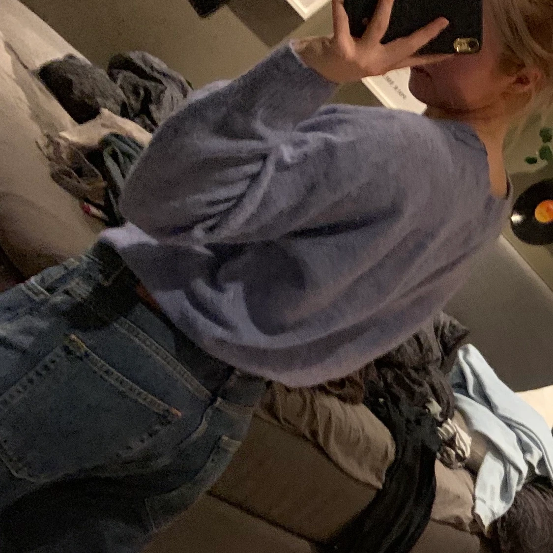 Blå stickad tröja strl S  - 90