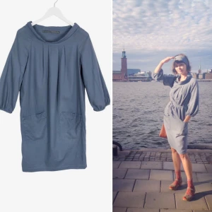 Bric a brac Retro klänning xs-s - Blå klänning i mycket fint skick. Väldigt mjuk bomull, ekologisk.