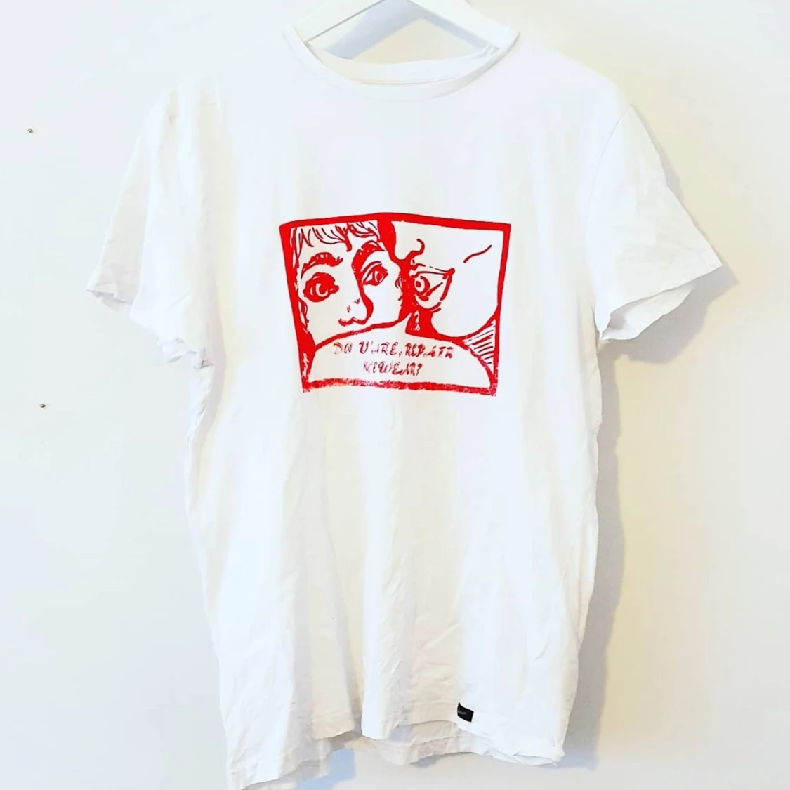 Screentryckt vit t-shirt - 90