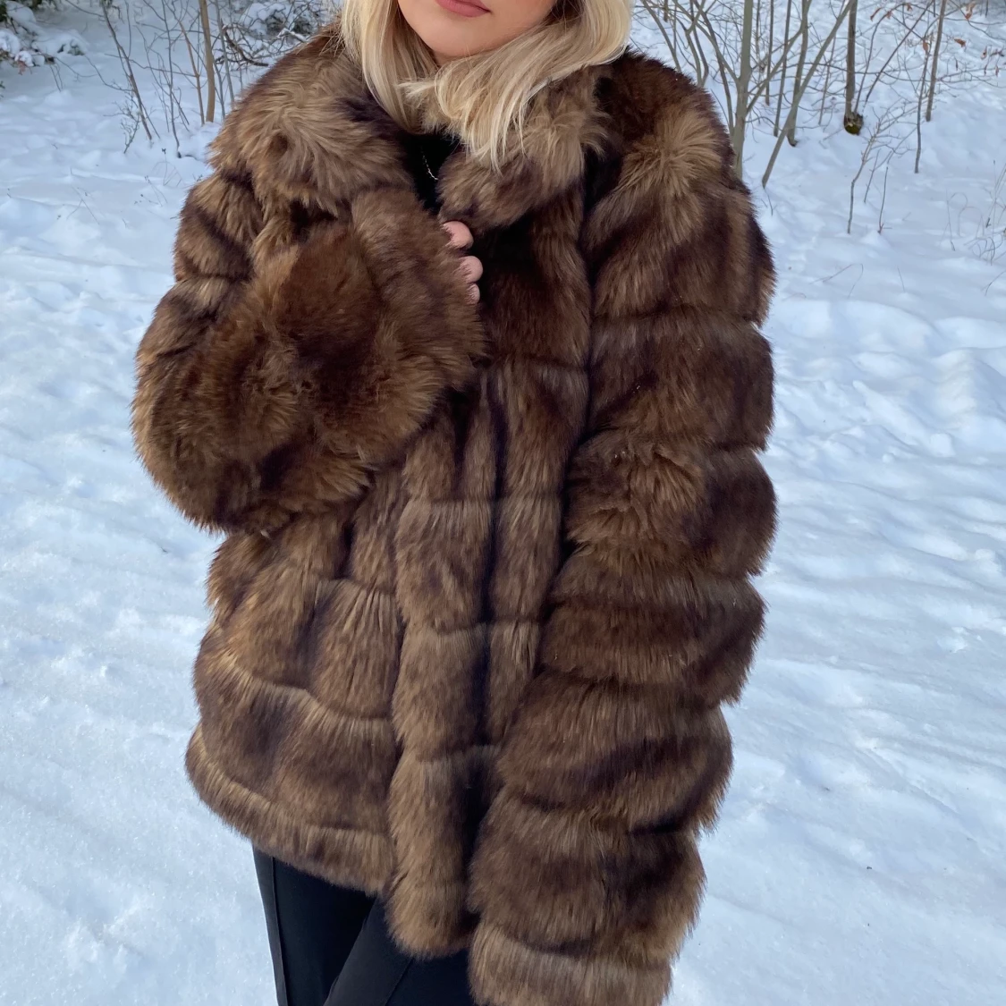 Brun pälsjacka - 90