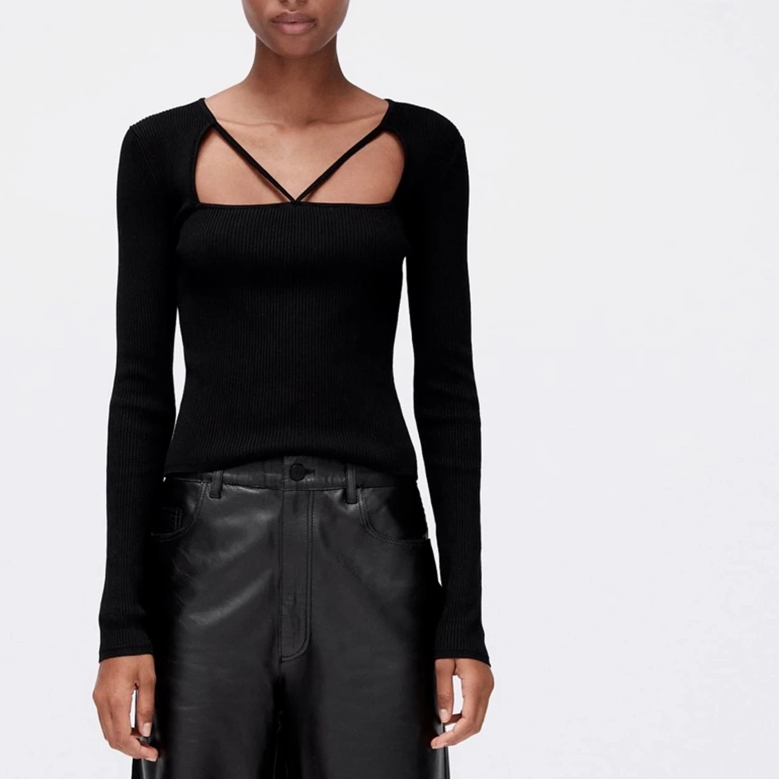 Svart stickad topp Zara