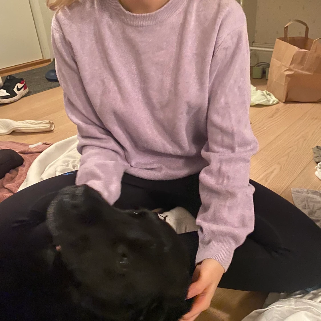 Lila stickad tröja  - 91