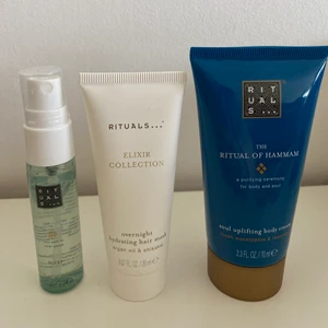 Rituals  - 3 produkter från rituals , en body lotion , hairmask och en sleep spray. Köp alla för 50kr eller 20kr styck ✨