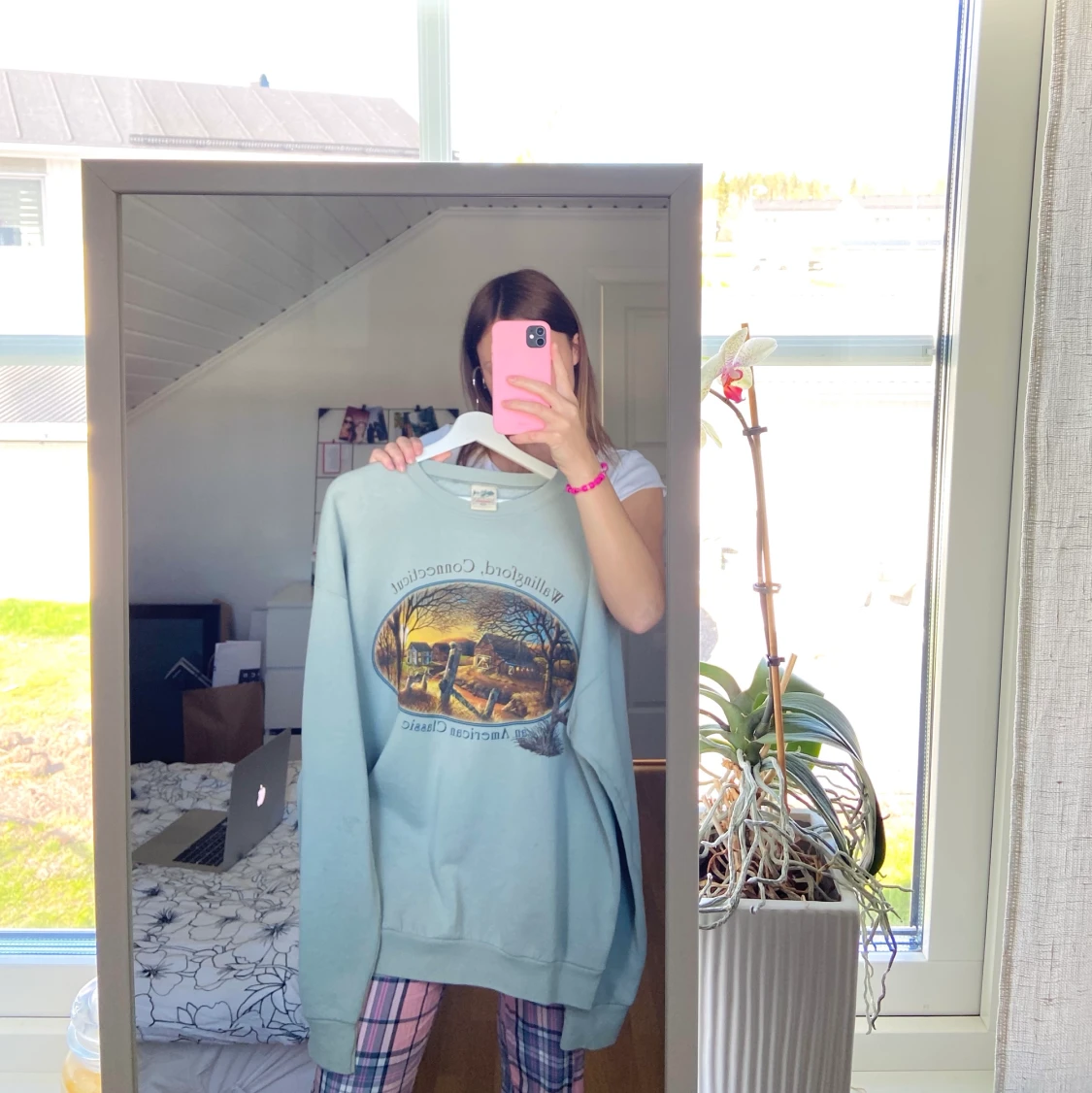 Vintage tröja sweater med tryck  - 90