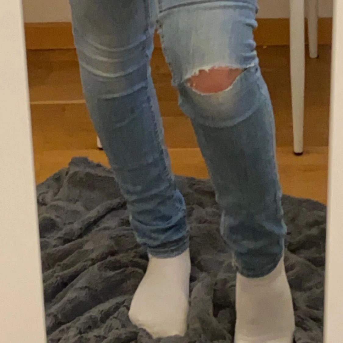 Blåa lågmidjade skinny jeans - 91