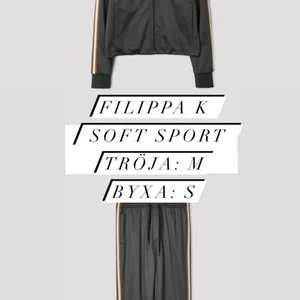 FILIPPA K SOFT SPORT - set - Setet är knappt använt och passar en 36-38:a. Perfekt att slänga på sig efter träningen eller yogan!  Praktiska dragkedjor nertill på byxan, resår och snöre i midjan.  Färgen är svår att fånga på bild men mest lik produktbilderna. 