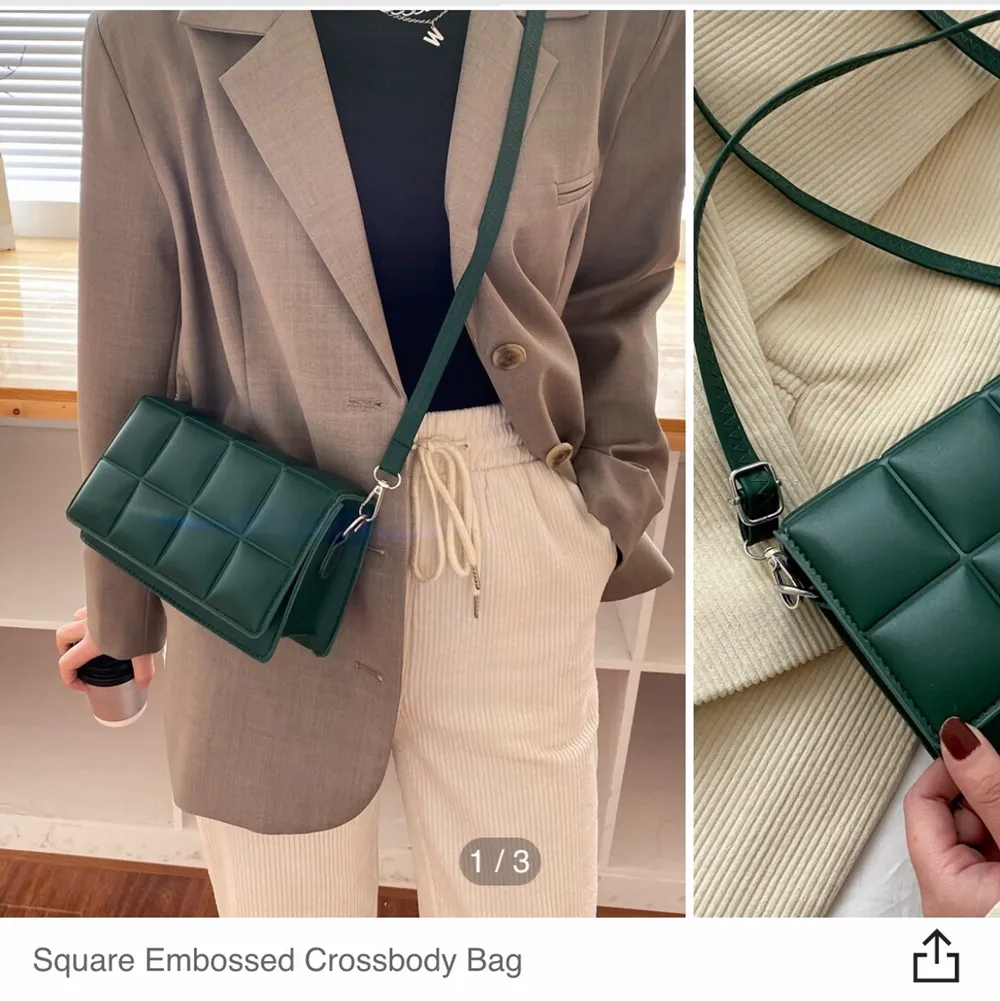 Grön väska från shein som aldrig är använd. Kan ta egna bilder om så önskas. Övrigt.