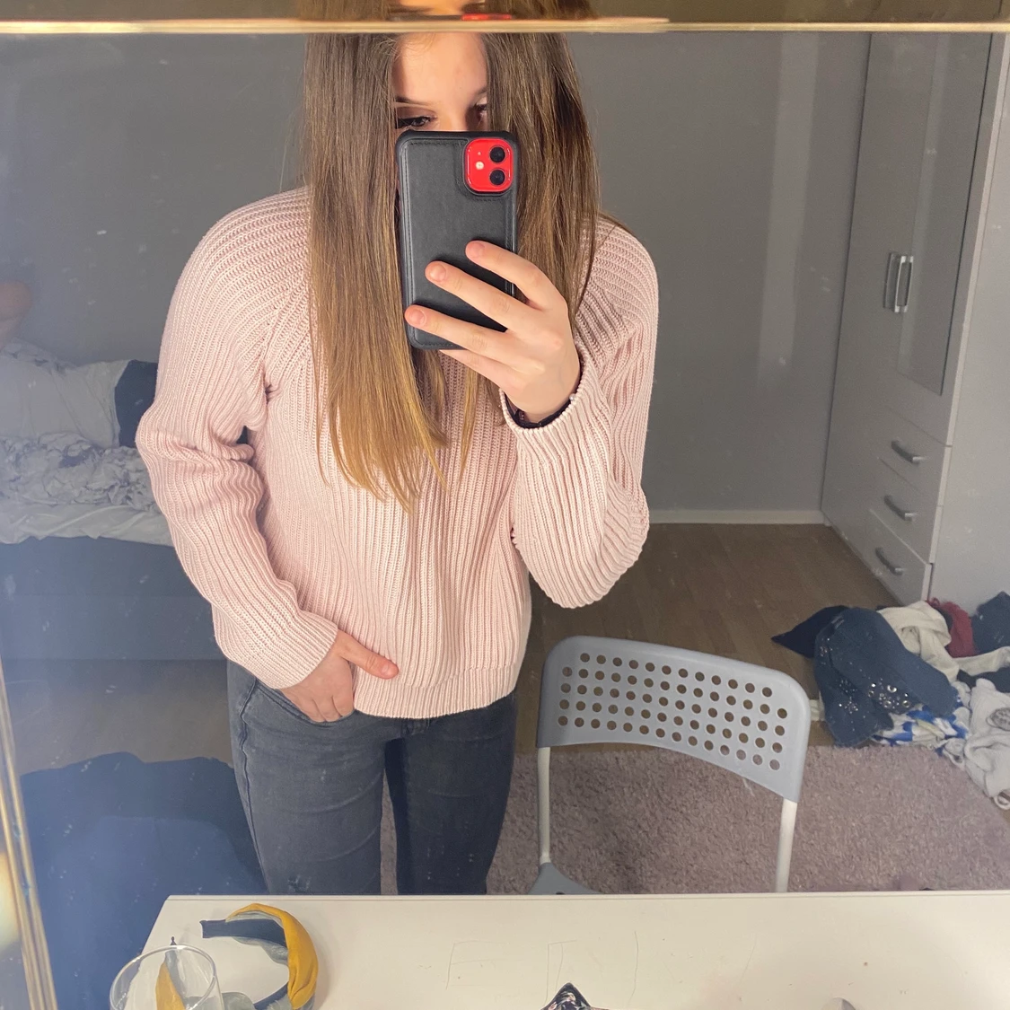 Ljusrosa stickad tröja