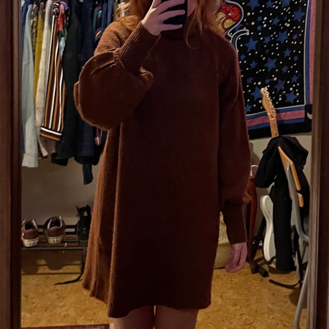 Brun stickad klänning - 91