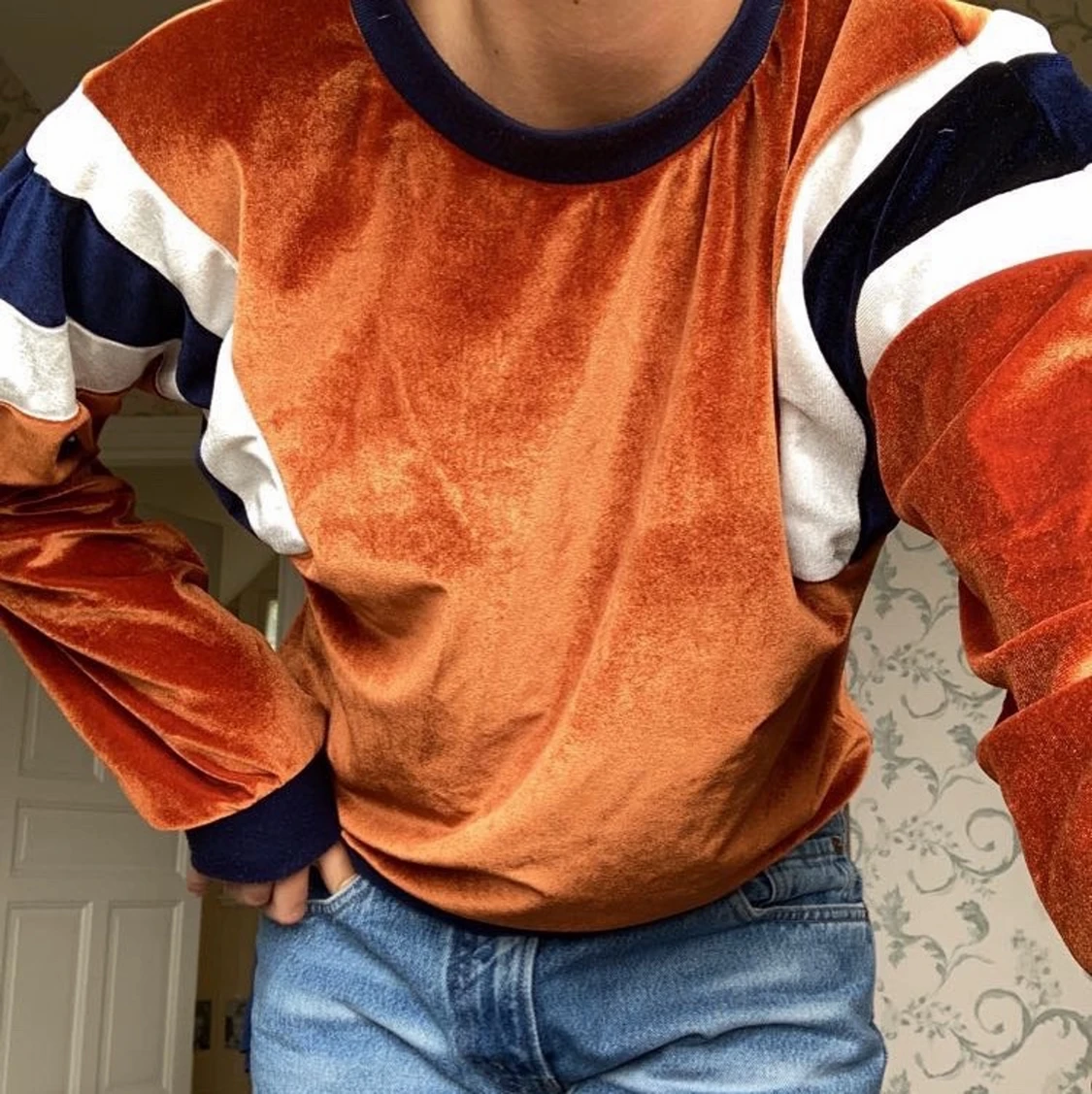 Orange sweatshirt i sammet - 90