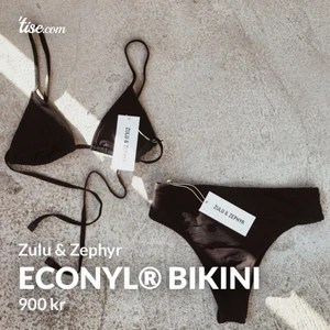 Zulu & Zephyr ECONYL bikini strl 38 - Säljer sommarens finaste bikini i ribbad econyllycra pga för liten☹️ Endast provad! Toppen är klassisk med trianglar, knyts där bak med justerbara axelband. Underdelen är högmidjad, tänker det privata men fortfarande snyggt cheeky! En väldigt smickrande bikini helt enkelt! 👙 Köpt för 1200 men säljes för 900! 🌸