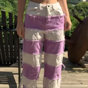 Fringe high waisted two tone jeans size small - Så sköna och snygga, är svårt att ta farväl men måste tömma garderoben 