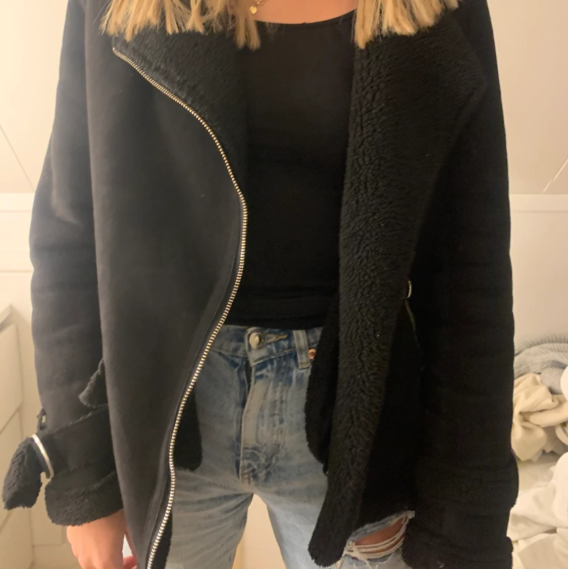 Vinterjacka i läder - 90