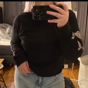 Svart Dickies tröja  - En svart Dickies tröja med tryck på armarna och ryggen. Fint skick och knappt använd. Säljs pågrund av att jag aldrig använder den. Storlek XL