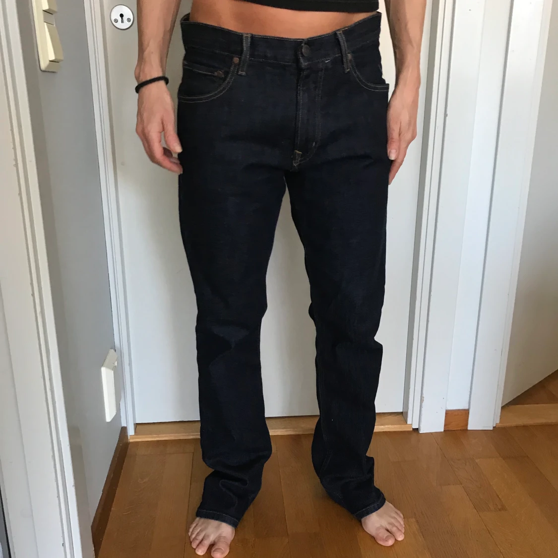 Mörkblåa crocker jeans  - 90
