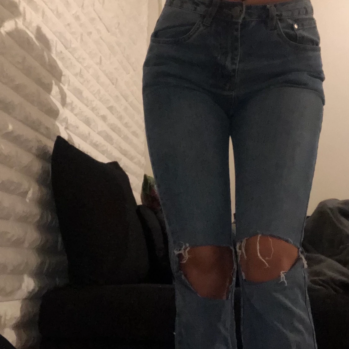 Lågmidjade långa jeans med slits