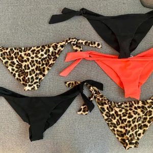 Bikinitrosor från Nelly  - Svarta: strl S på båda, rosa ä: strl S, leopard: strl S på ena och XS på andra. 40kr/st. Frakt mellan 24kr-45kr beroende på hur många du köper.