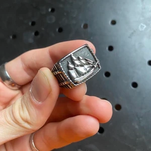 Helt ny ring - Helt ny ring storlek US10. Storleken är US10 vilket är en ganska normal storlek, så den passar de flesta på något finger. Bara att skriva till mig vid frågor om storlek, eller andra frågor! I stainless steel, alltså som går bra att bada med utan missfärgning eller liknande. Nypris: 240kr, säljer för 65kr!