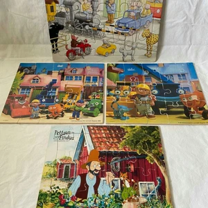 Pussel - Pettson & Findus 16 bitar, Byggare Bob 15 bitar 2x och Pelle-lokförare 15 bitar.                                20 kr styck
