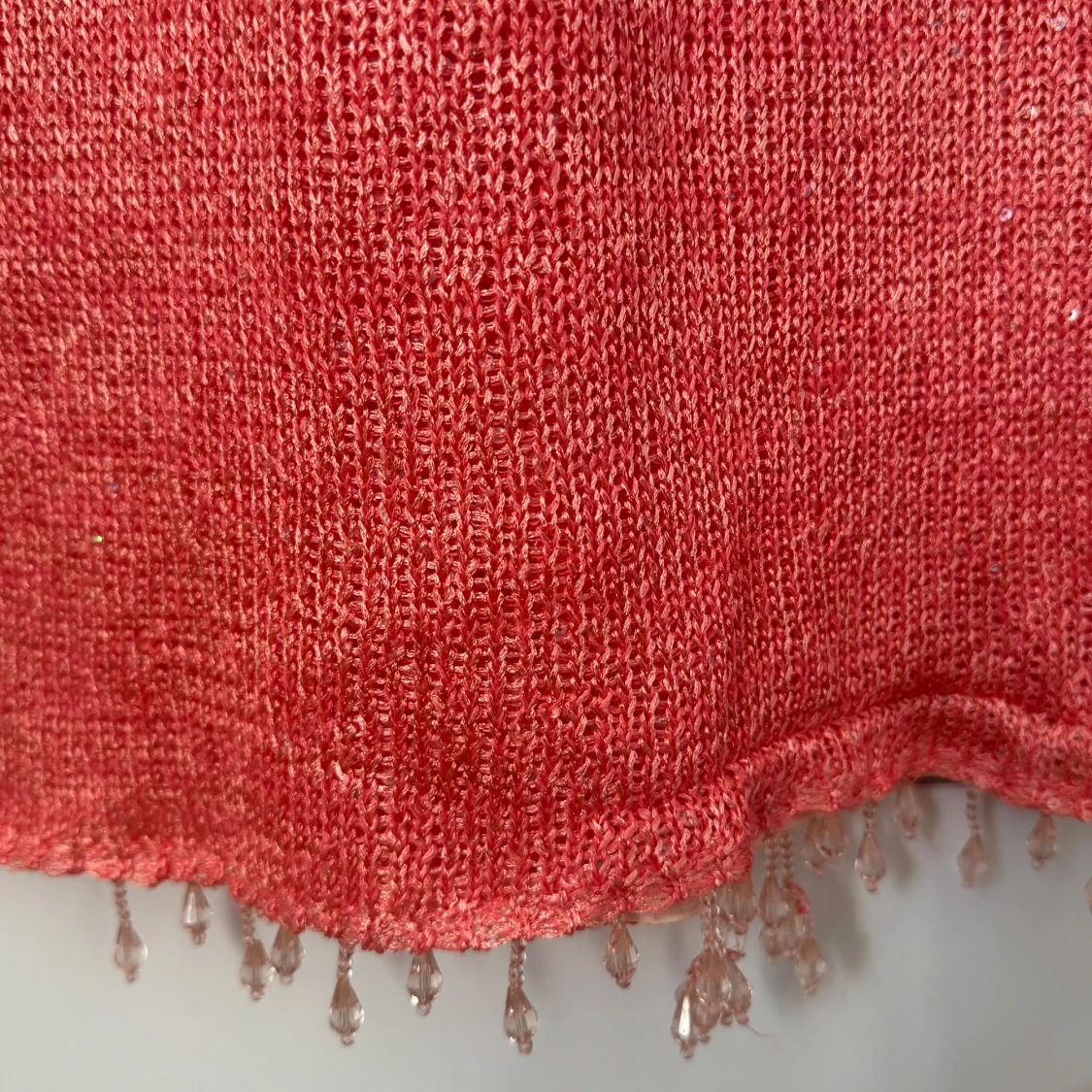 Rosa glittrig stickad långklänning - 3