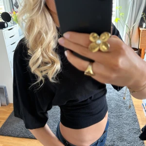 Svart croppad topp - Säljer en stilren svart croppad topp med korta ärmar. Använd två gånger 