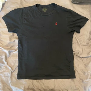 Svart t-shirt från Polo Ralph Lauren - Säljer en svart t-shirt från Polo Ralph Lauren med klassisk röd broderad logga på bröstet. T-shirten Är s och passar nån som är 167-175. Den är i bra skick skulle jag säga. Har använt den i typ två månader men är frf i bra skick.