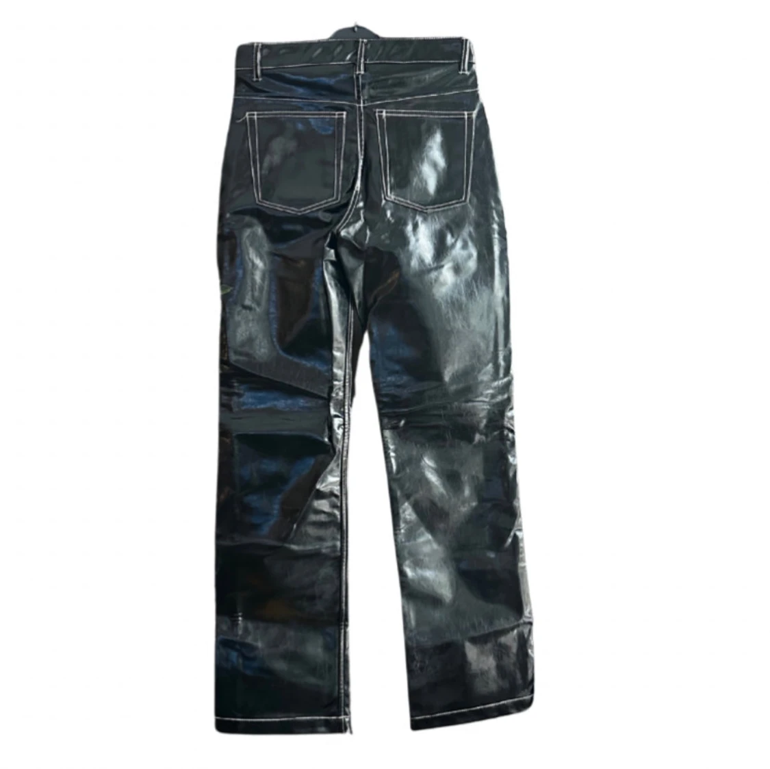 Svarta glansiga byxor med raka ben - 1