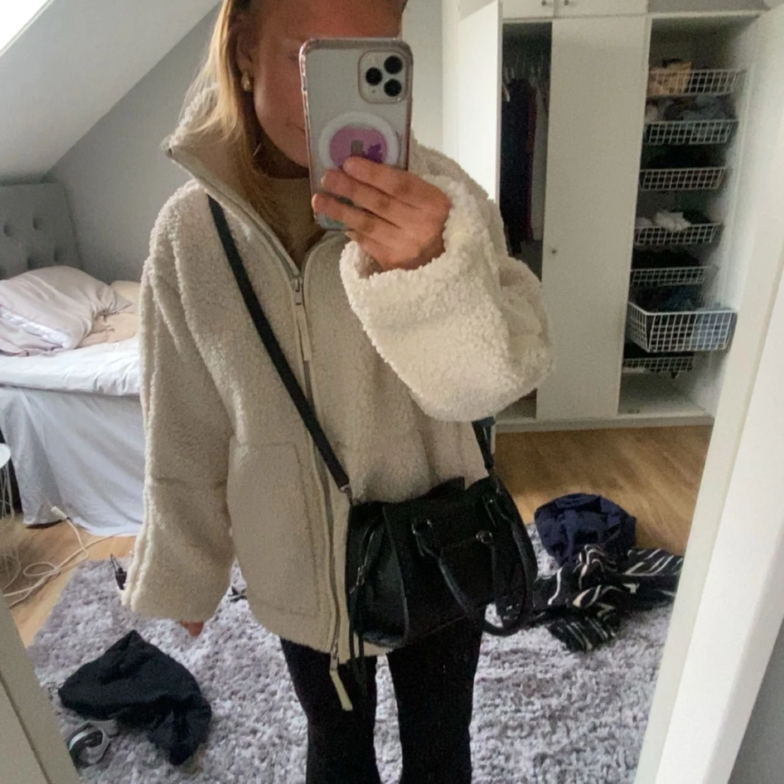 Beige teddyjacka från hm