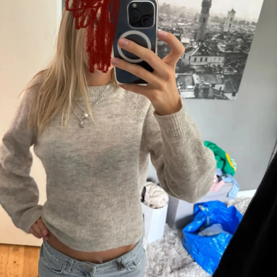 Beige stickad tröja - 2