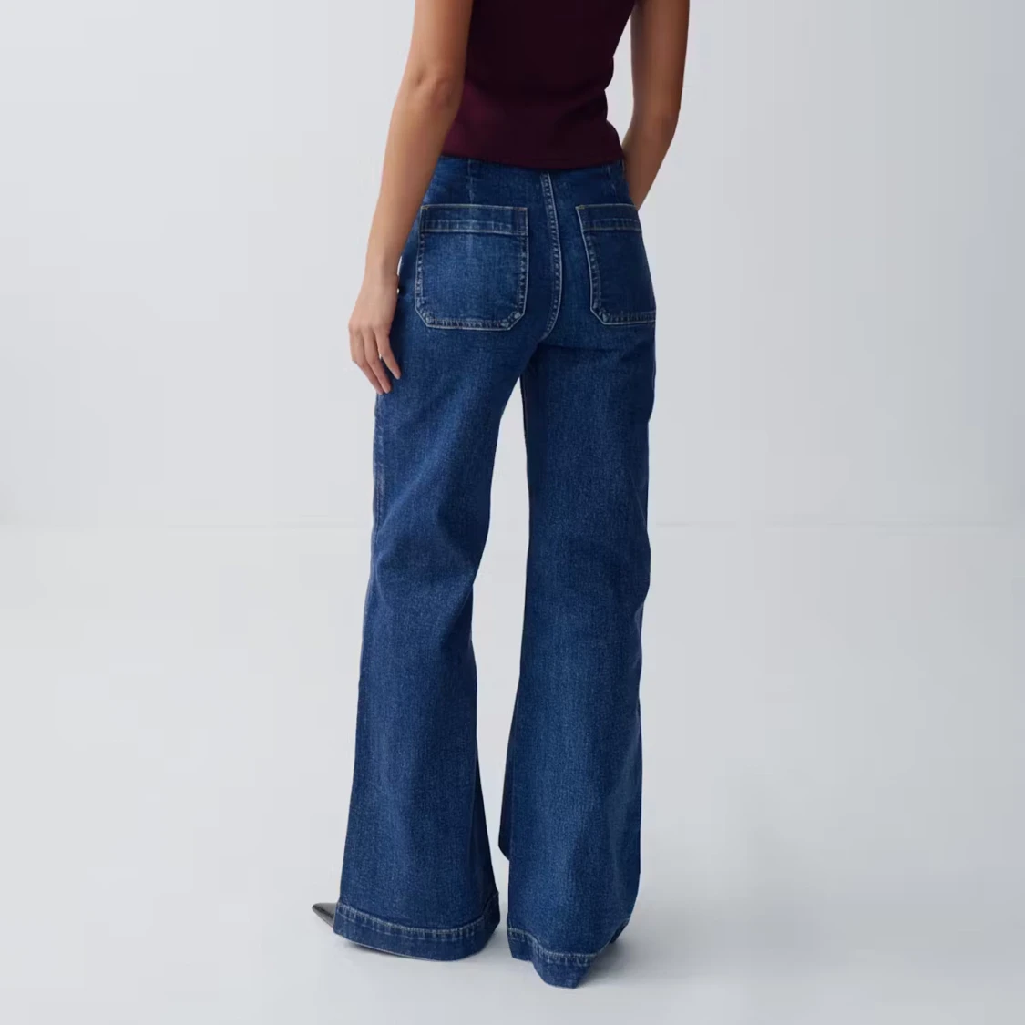 Blåa wide jeans med hög midja - 2