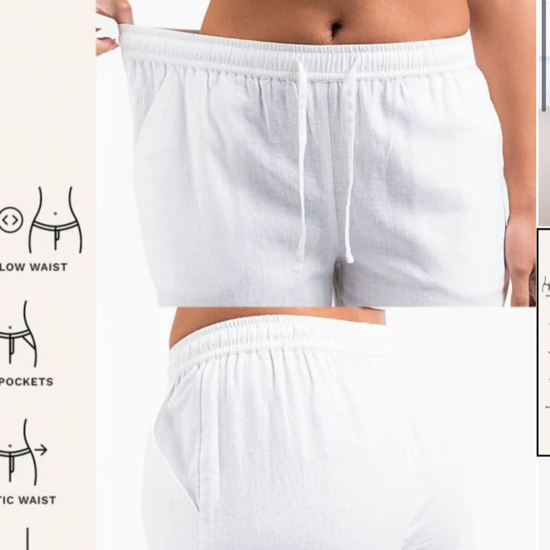 Vita midwaist linnebyxor med snörning - 1