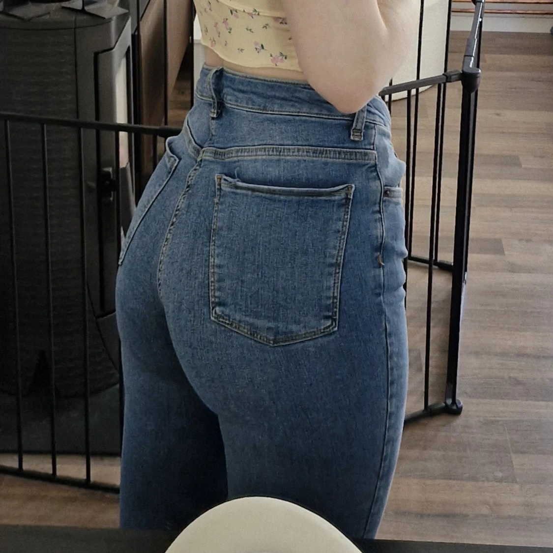 Blå högmidjade skinny jeans denim - 1