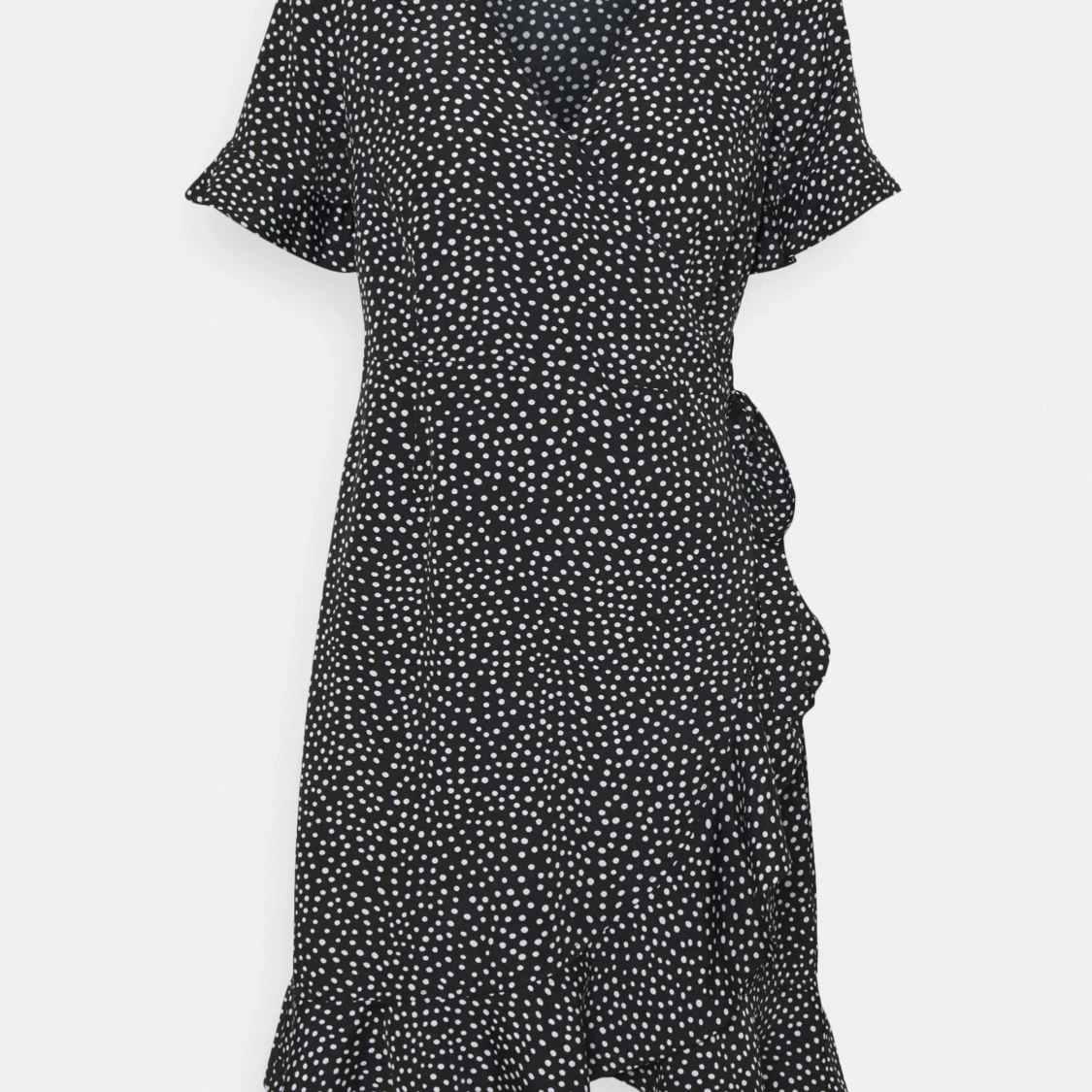 Svart vit prickig omlottklänning  - 4